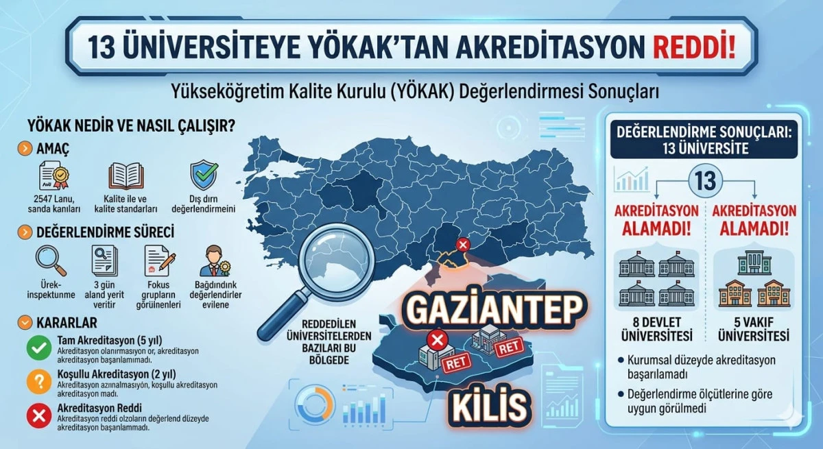 13 &Uuml;NİVERSİTEYE Y&Ouml;KAK&rsquo;TAN AKREDİTASYON REDDİ!