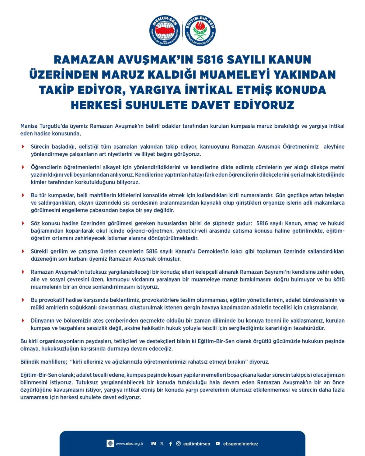 Eğitim Camiasında "Kumpas" İddiası: Eğitim-Bir-Sen&rsquo;den Sert A&ccedil;ıklama!