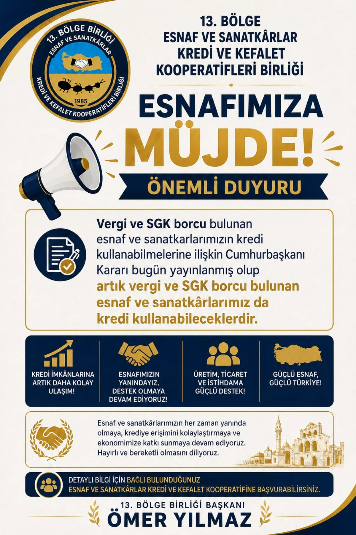 ESNAF VE SANATK&Acirc;RLARIMIZA B&Uuml;Y&Uuml;K M&Uuml;JDE!