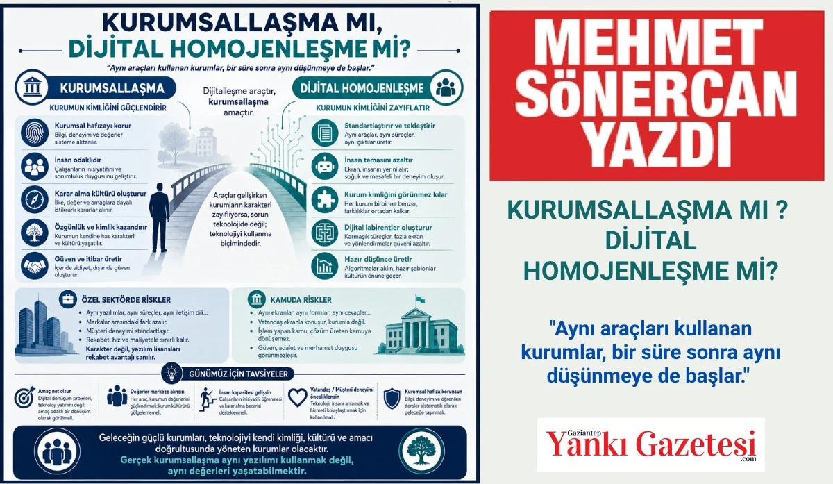 Mehmet S&ouml;nercan Yazdı: Kurumsallaşma mı? Dijital Homojenleşme mi?