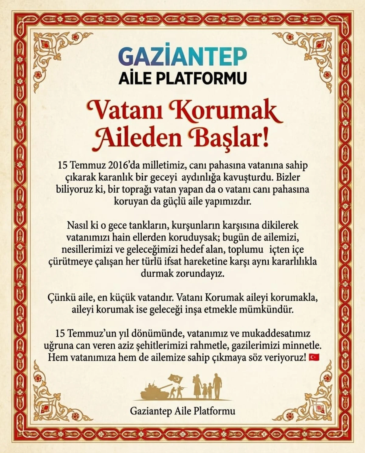 "Vatanı Korumak Aileden Başlar!"